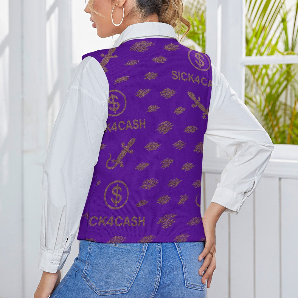 Women's Long Sleeve Button Knit Vest