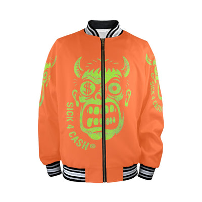 Unsex Striped Trim Bomber Jacket Halloween Collection  CASH FACE Bomber