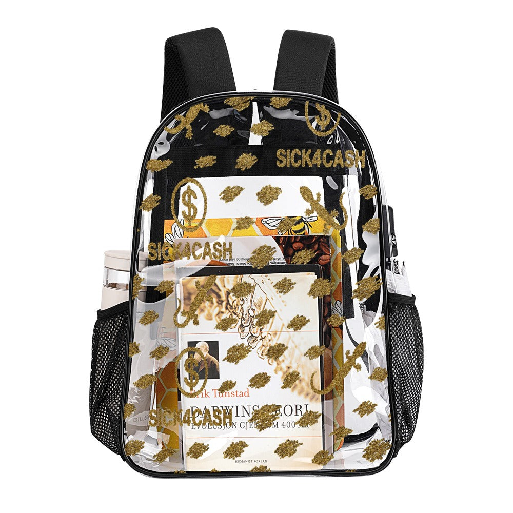 Sick 4 Cash Monogram Transparent Bag 17" — New Drop. No Secrets. All Hustle.