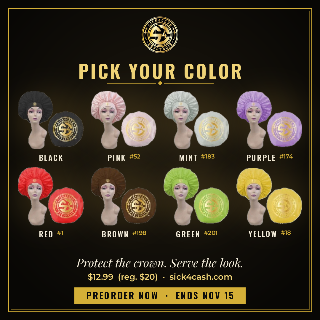 SICK4CASH® Designer Bonnets – Luxe Streetwear Wraps for Crown Protection & Style
