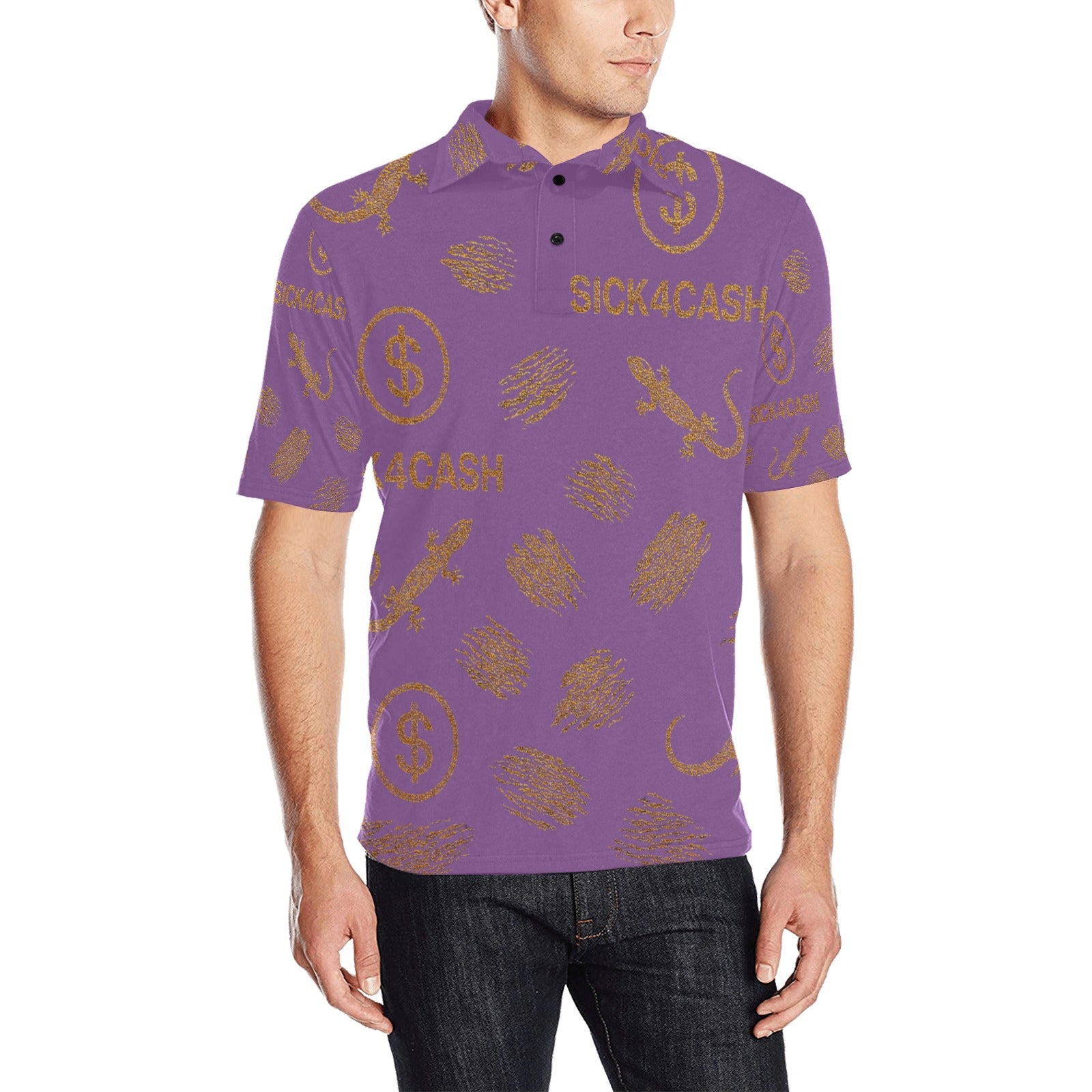 Men's All Over Print Polo Shirt (T55)