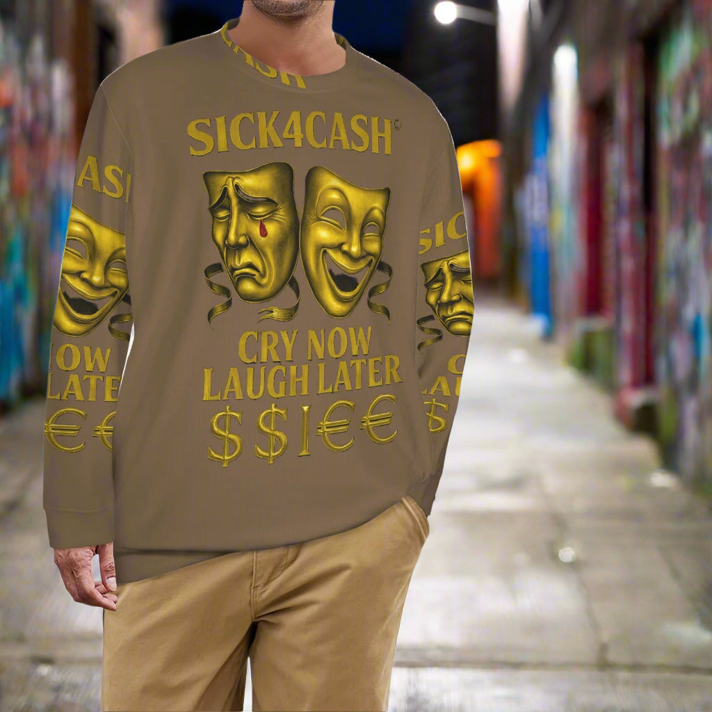 🧥 SICK4CASH® Legacy CRY NOW LAUGH LATER Sweater (Unisex | S–XL) This isn’t just a sweater—it’s a wearable archive. A tribute to the grind, the bloodline, and the payout. Upload your family photo, embed your legacy, and wear the movement.