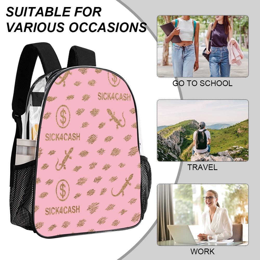 Sick 4 Cash Monogram Transparent Bag 17" — New Drop. No Secrets. All Hustle.