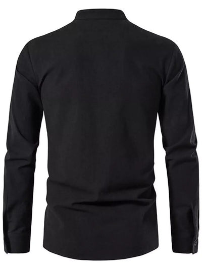Black long-sleeve shirt on a white background