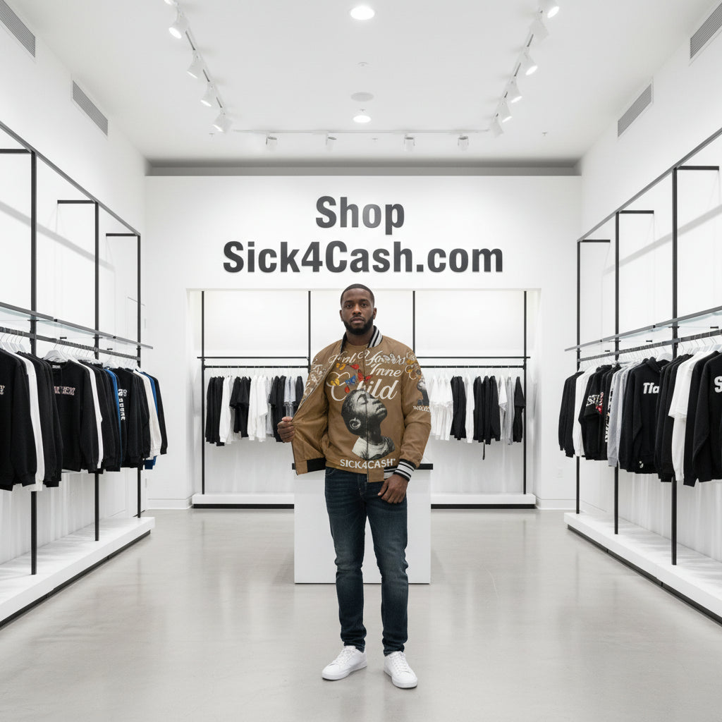 jacket with white letters