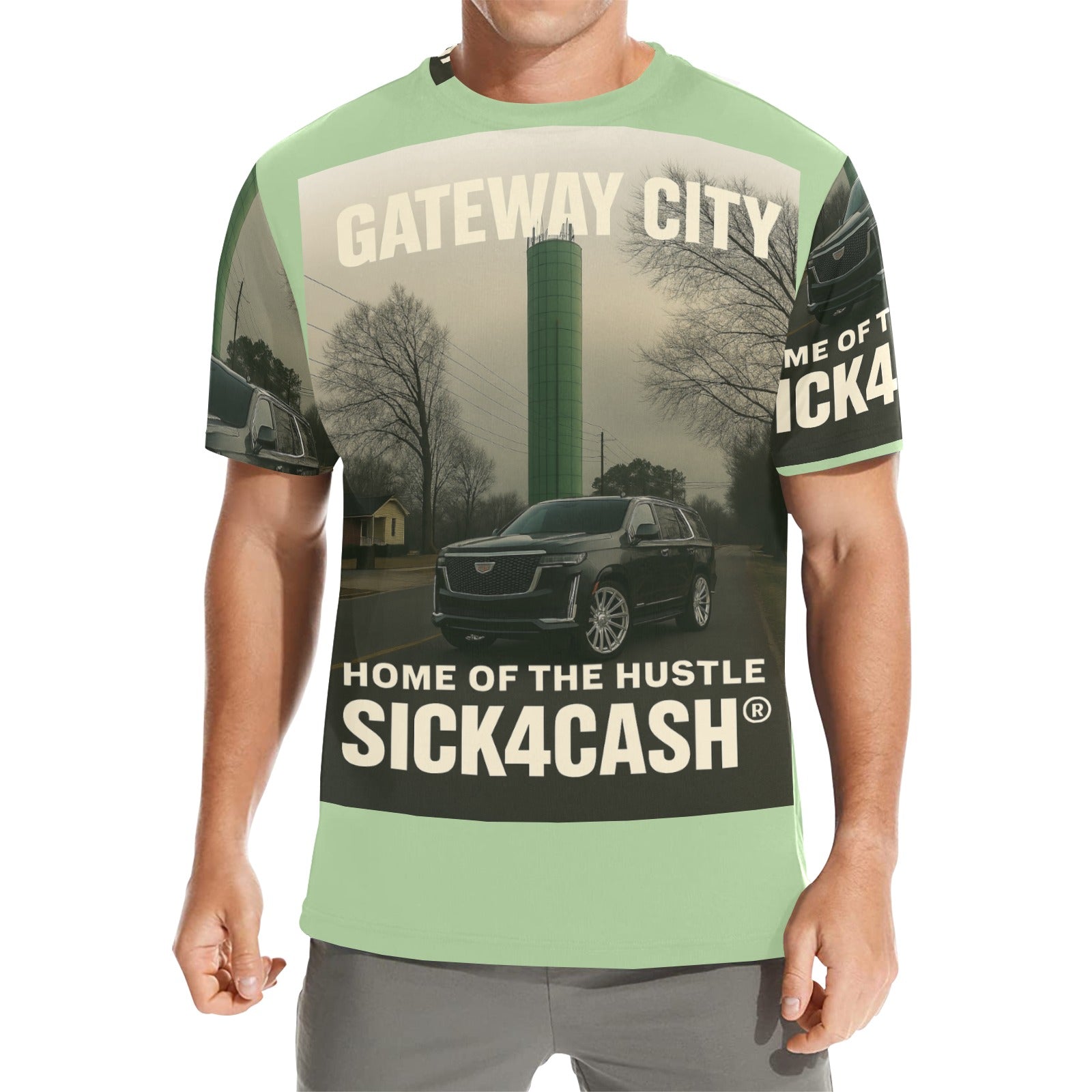 SICK4CASH® “QUE” All-Over Print Tee — Men’s Crew Neck