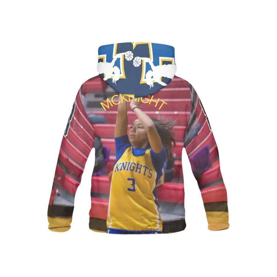 Jala McKnight Family Bundle – Adult Hoodie + Youth Hoodie + Bag | SICK4CASH® featuring vibrant basketball design.