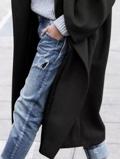 Black Wool Blend Longline Overcoat