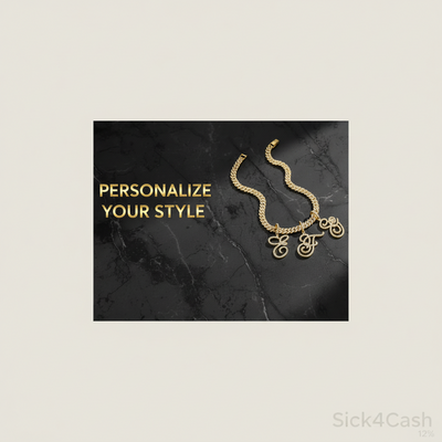 Hip Hop Grass Letter Pendant – Melon Seed Buckle Cuban Chain Accessory showcasing personalized style on a marble background.