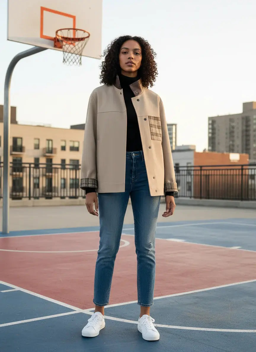 Plaid Snap Down Jacket