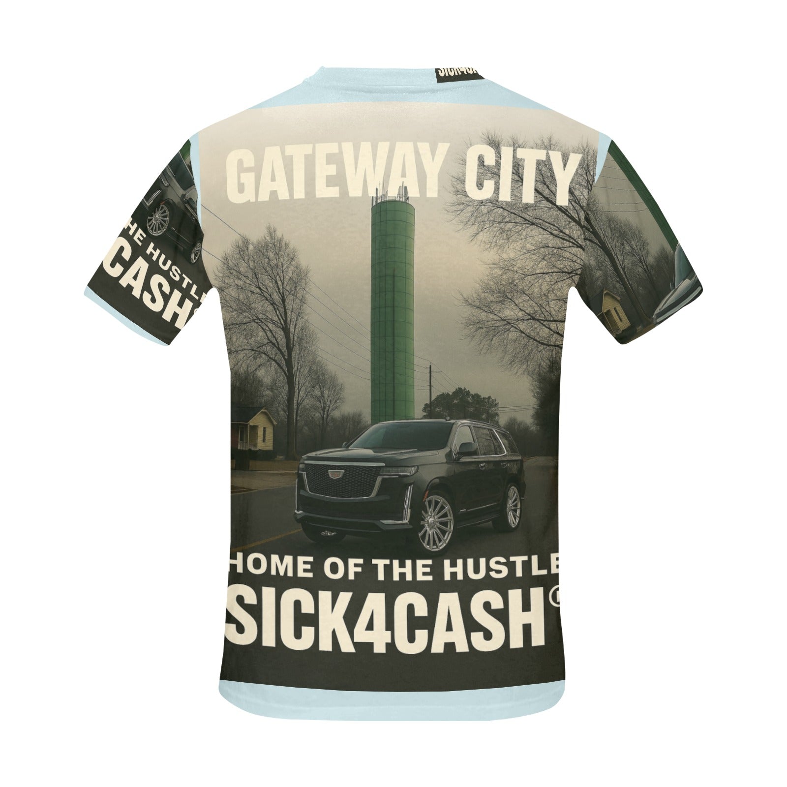 SICK4CASH® “QUE” All-Over Print Tee — Men’s Crew Neck