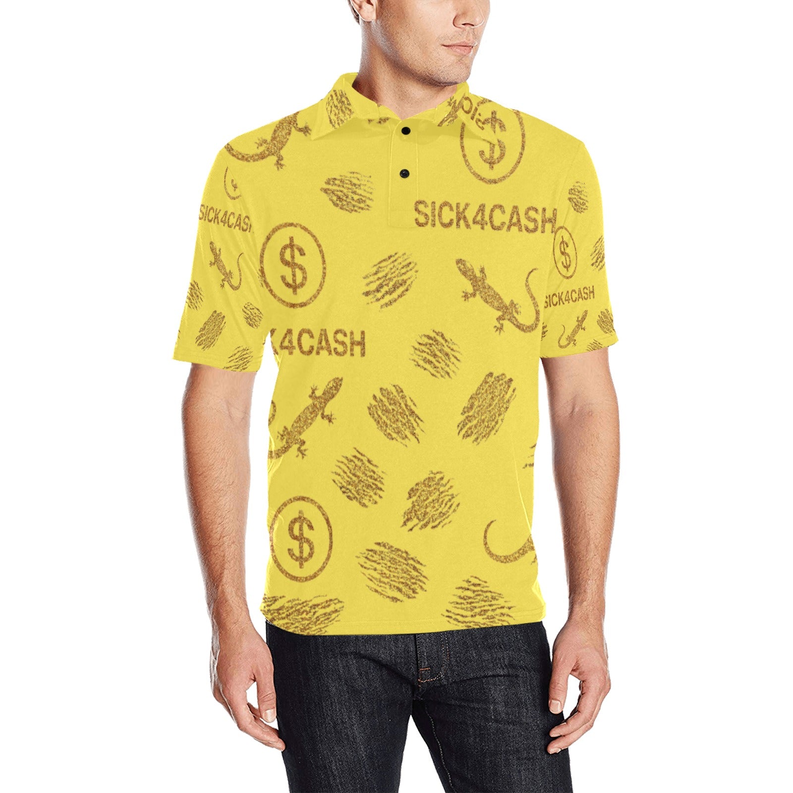 Men's All Over Print Polo Shirt (T55)