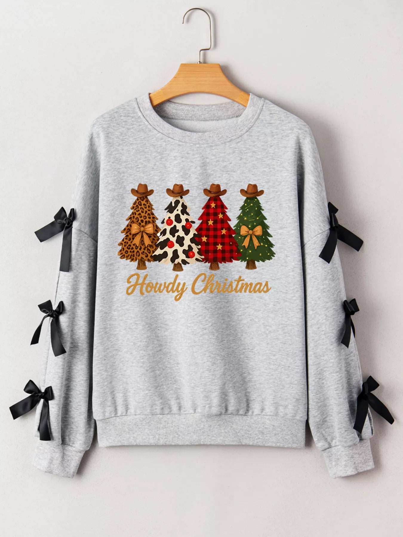 Gray sweatshirt with Christmas tree design