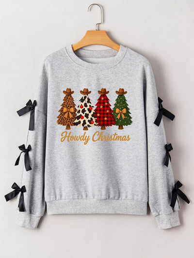 Gray sweatshirt with Christmas tree design