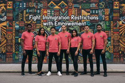 Red t-shirt with a colorful graphic on the chest against a white background