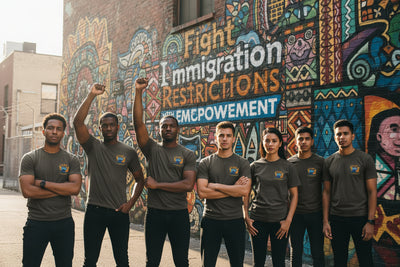 Black t-shirt with a logo on the chest against a white background