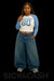 S4C Women's Blue Knife-Leg Jeans  Gradient High-Waist Loose Wide-Leg Pants