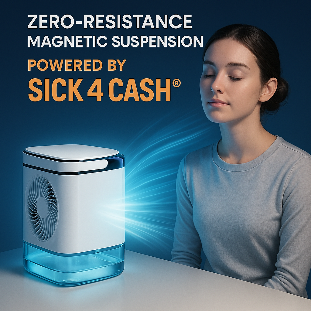SICK4CASH® Stay Cool, Stay Grinding Air Fan & Humidifier — For Studios, Bedrooms & Office Spaces