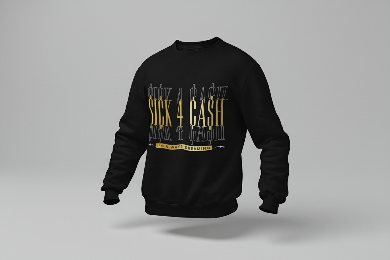 Black pull over with gold letter